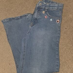 Jessica Simpson Blue Floral Embroidered Flare Jeans